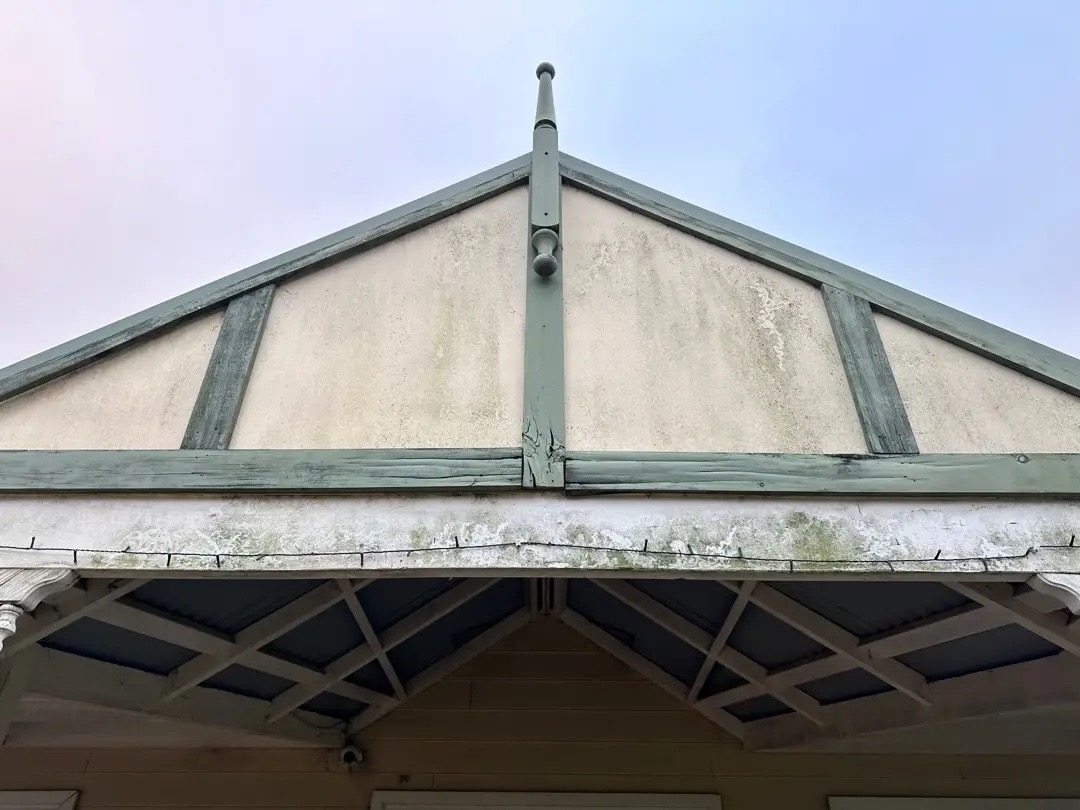Front gable, before cleaning